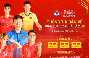 VFF công bố giá vé xem U23 Việt Nam tại vòng loại U23 châu Á
