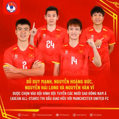 VFF xác nhận: HLV Kim Sang Sik triệu tập 4 tuyển thủ Việt Nam cho trận đấu với MU
