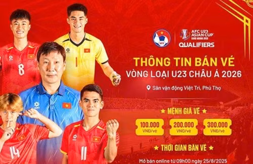 VFF công bố giá vé xem U23 Việt Nam tại vòng loại U23 châu Á