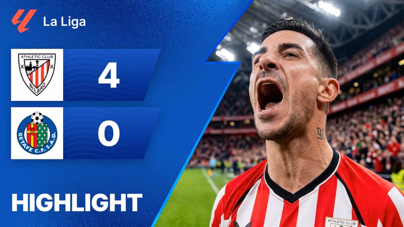 Xem lại | Athletic Club 4 - 0 Getafe | La Liga 2026/2027